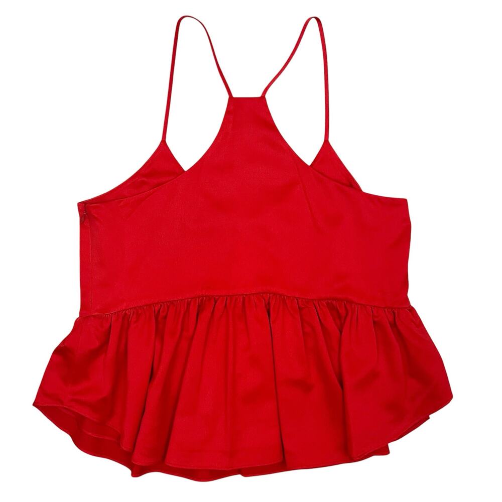Ro & De Red Racerback Peplum Ruffle Tank Top Size Large - Picture 3 of 5